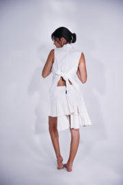 Sleeveless White Ruffle Shirt