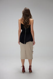 Straw Black Gabardine Top