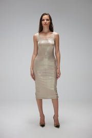 Albescent Beige Midi Dress