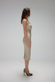 Albescent Beige Midi Dress