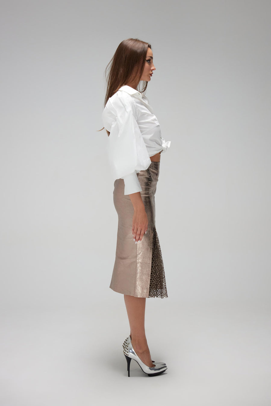 Oxide leather skirt