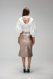 Oxide leather skirt