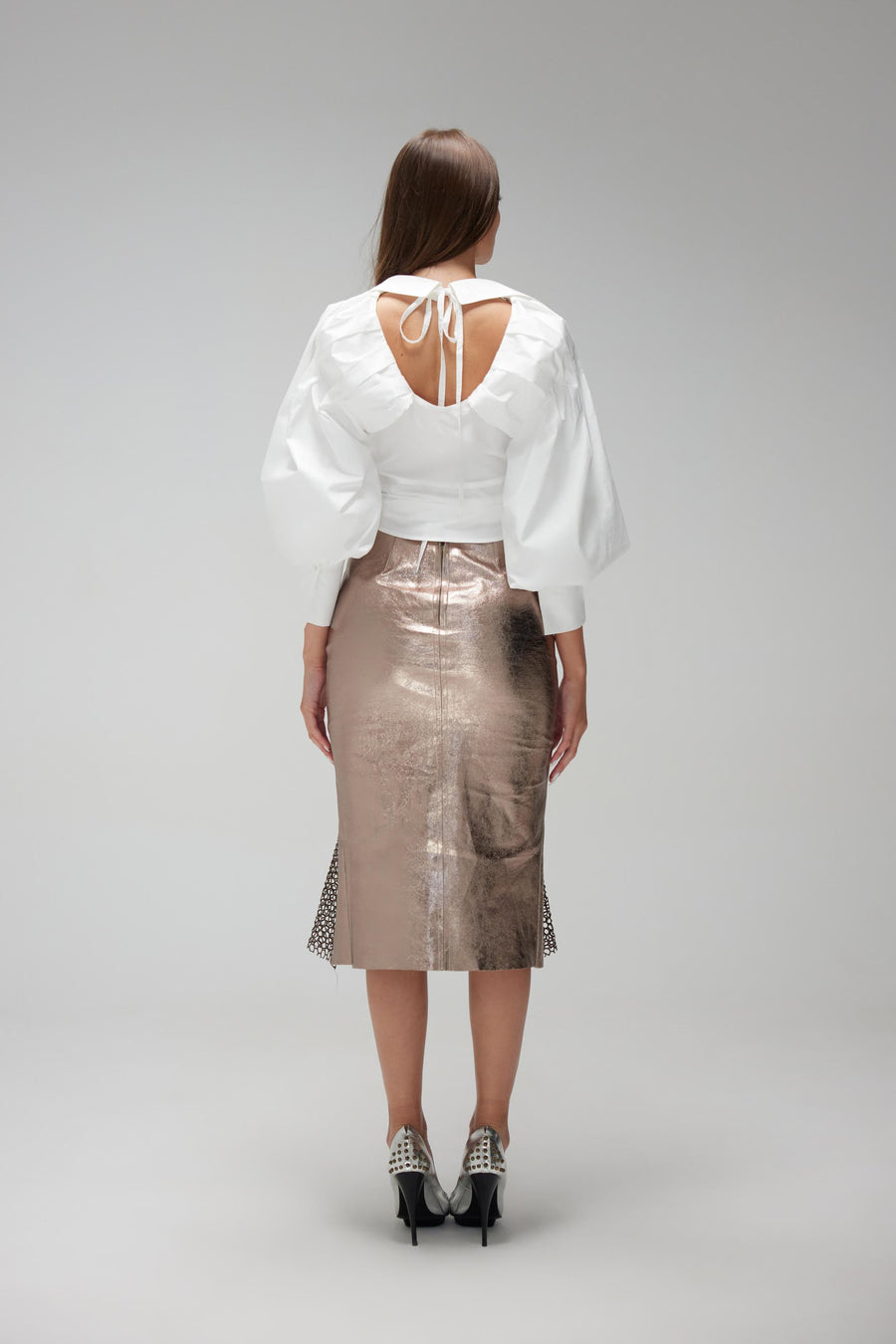 Oxide leather skirt