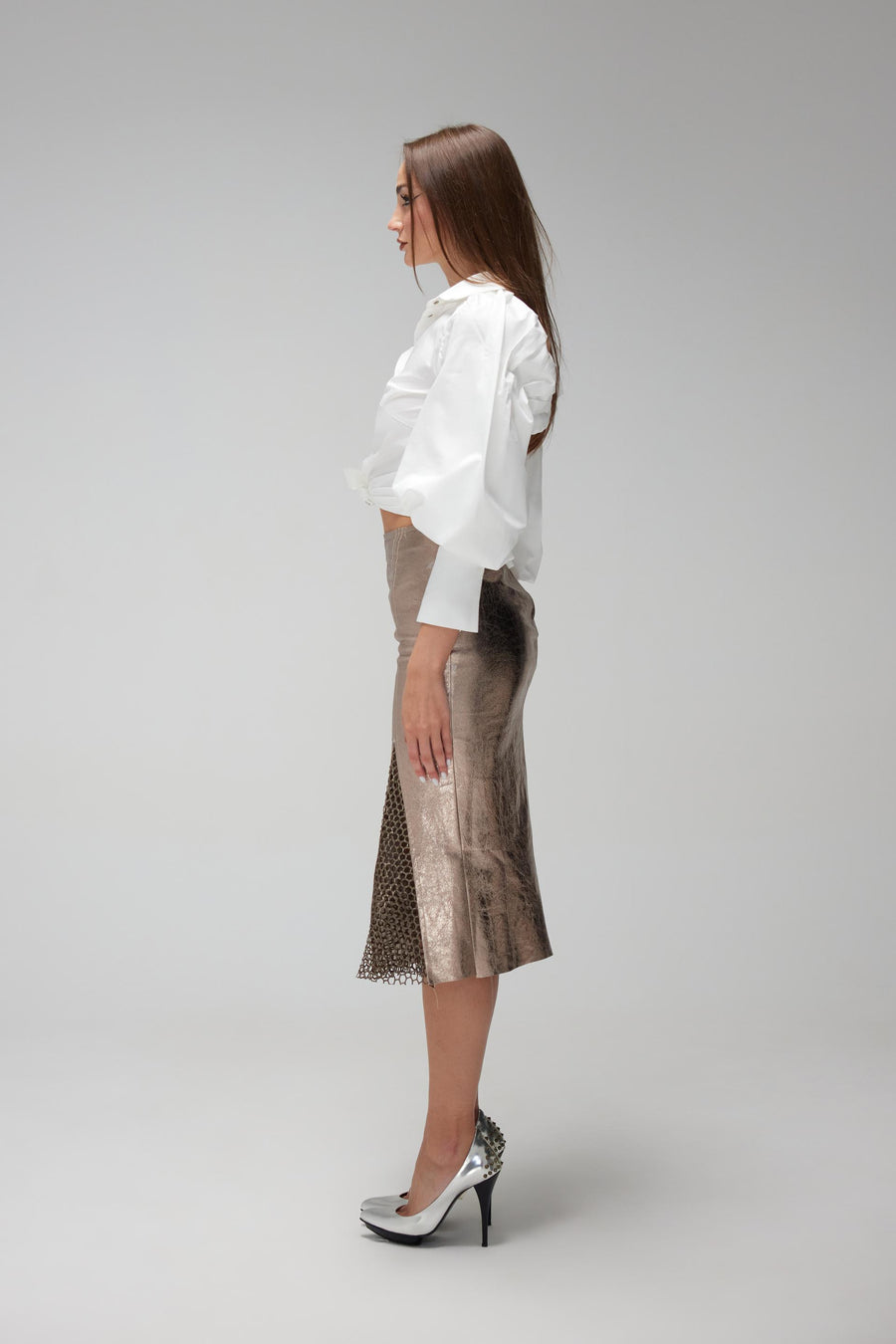 Oxide leather skirt