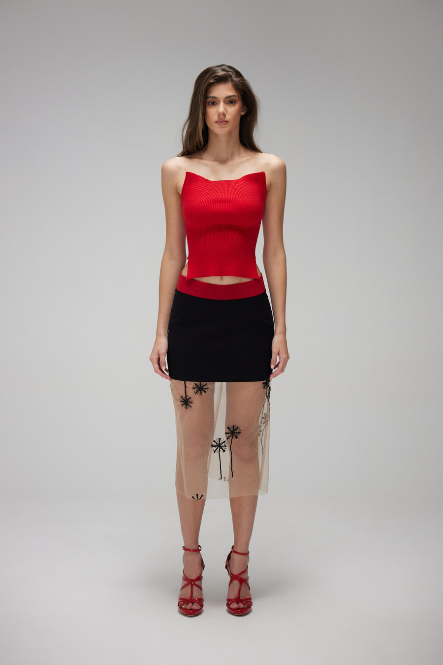 Red Knitwear Sleeveless Top