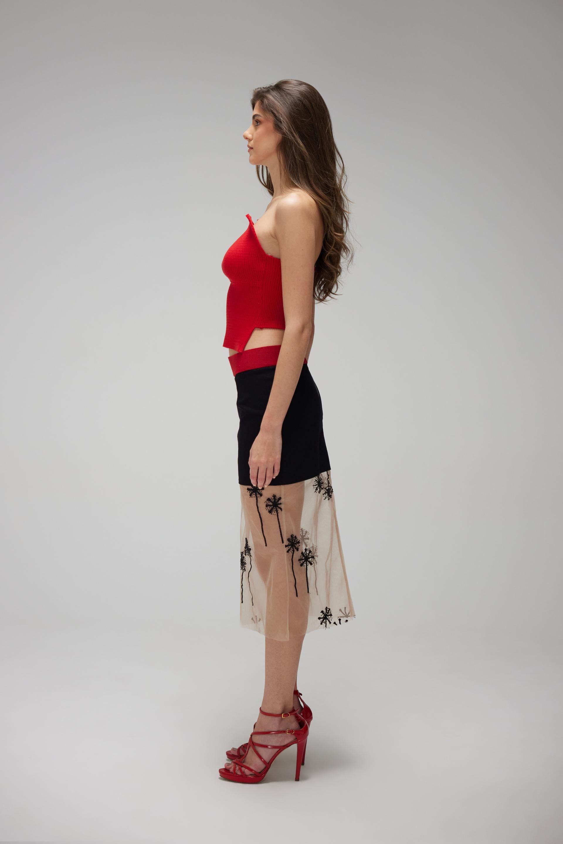 Red Knitwear Sleeveless Top