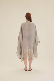 Linen Cardigan With Gold Tassels